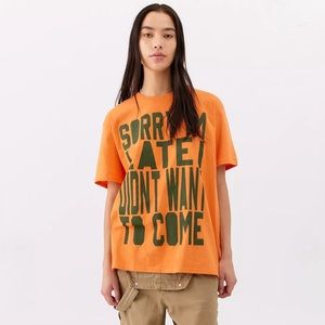 UO “Sorry I’m Late” Oversized Bright Orange Graphic Cotton T-Shirt